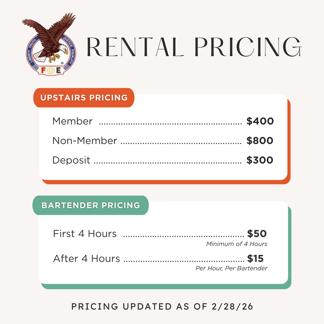 Tipp City Eagles Rental Pricing